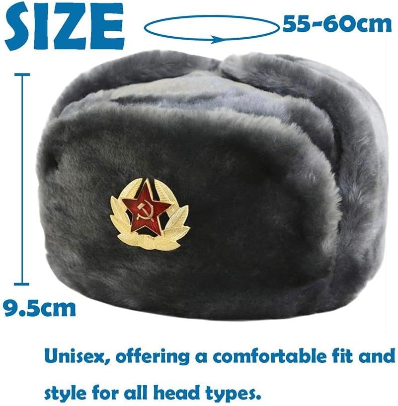 THE WHITE SHOP Russian Ushanka Hat - Trapper Hat with Soft Touch